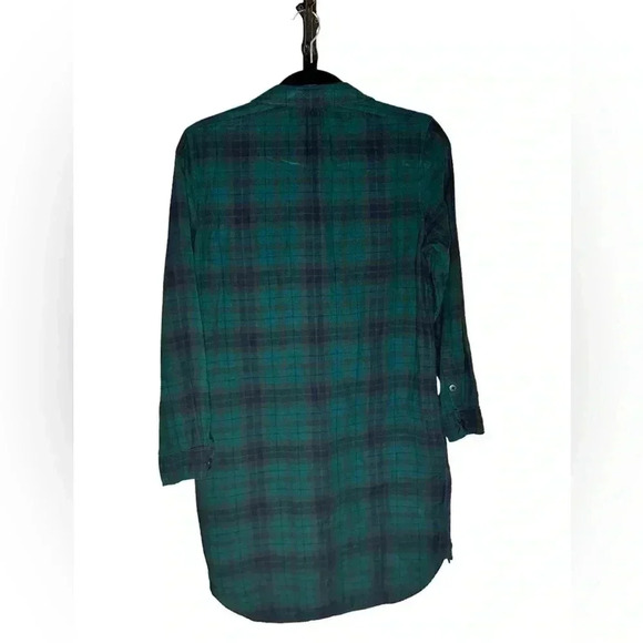 Madewell Tartan Plaid Dress Flannel Button Shirt Madewell  Green Navy small - Picture 5 of 7